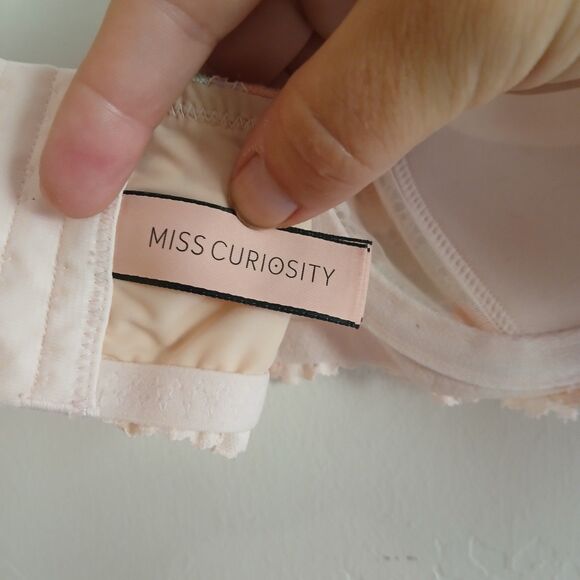 Miss Curiosity Strapless Bra 32B Peach Floral Lace Underwire *Missing Straps - Picture 7 of 7